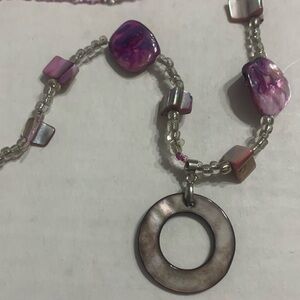 Purple Shell Mico Beaded Lanyard / Glasses Holder